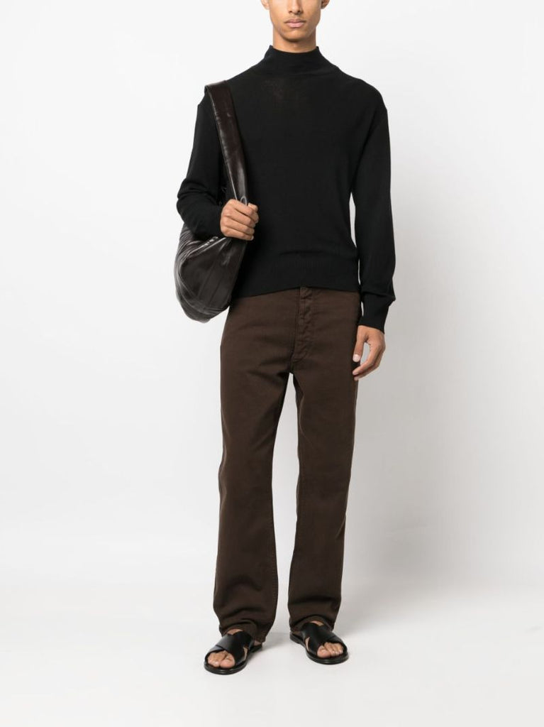 Brown Curved Straight Leg Jeans