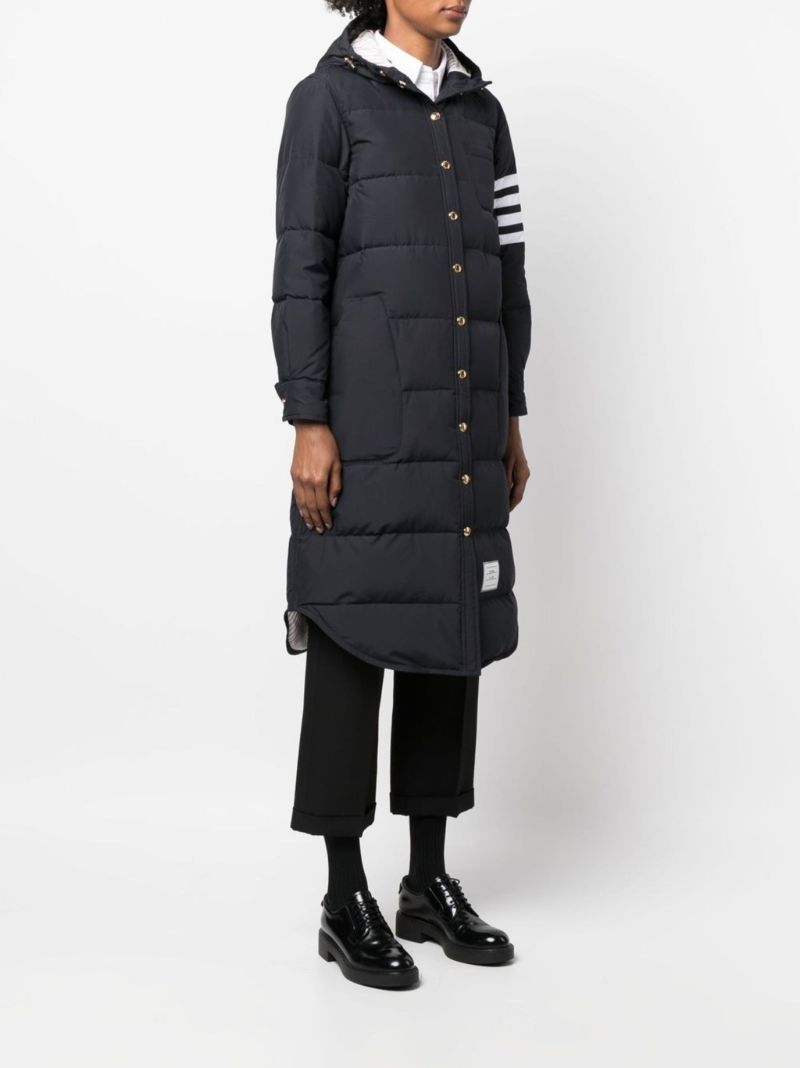 Blue 4-bar Hooded Puffer Coat