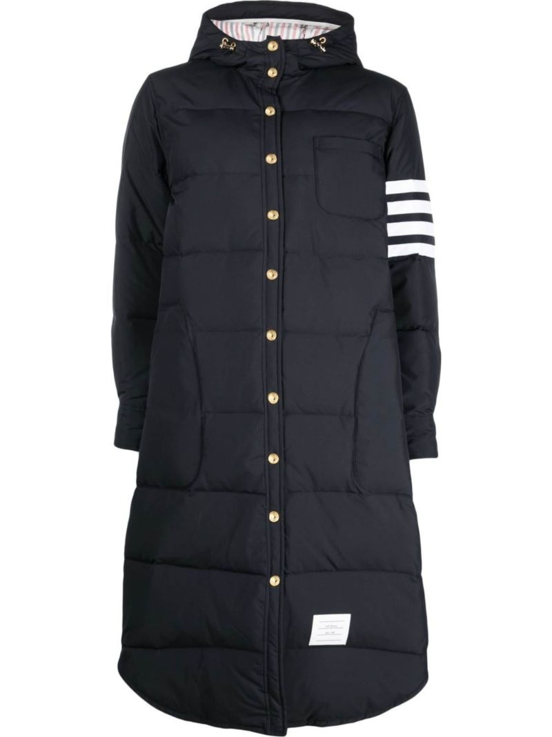 Blue 4-bar Hooded Puffer Coat