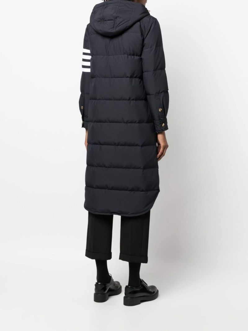 Blue 4-bar Hooded Puffer Coat