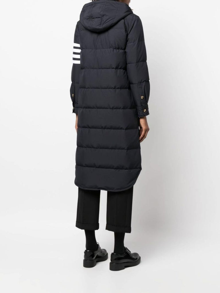 Blue 4-bar Hooded Puffer Coat