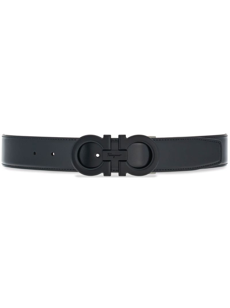 Black Reversible Gancini Leather Belt