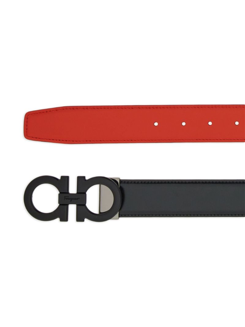 Black Reversible Gancini Leather Belt
