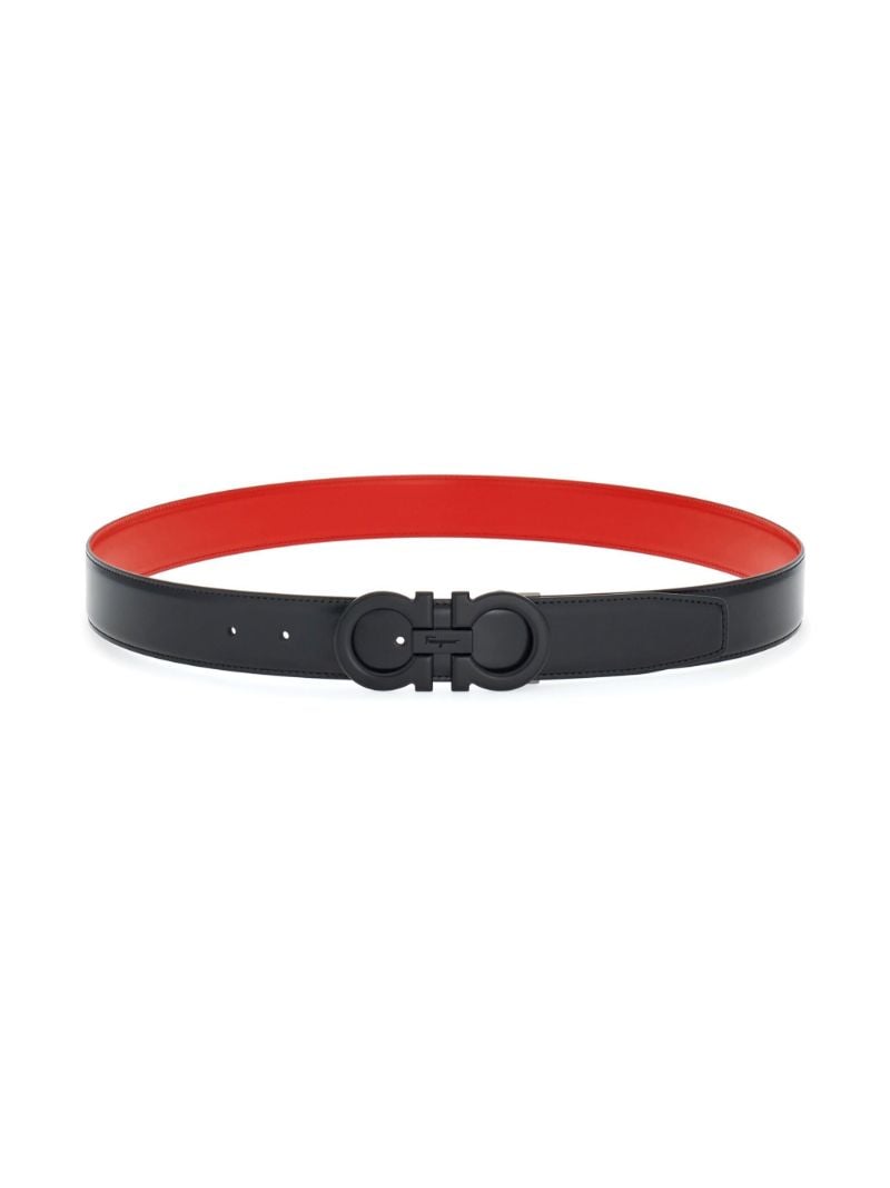 Black Reversible Gancini Leather Belt