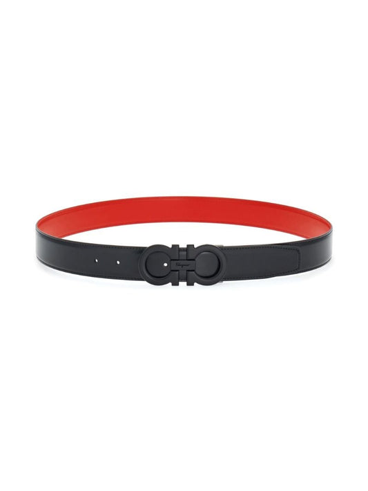 Black Reversible Gancini Leather Belt