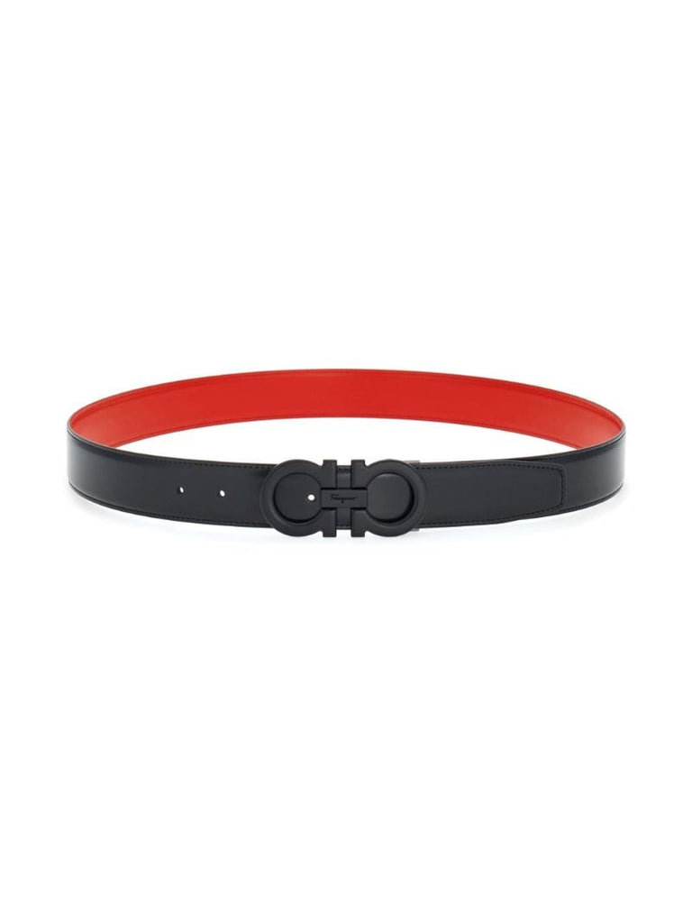 Black Reversible Gancini Leather Belt