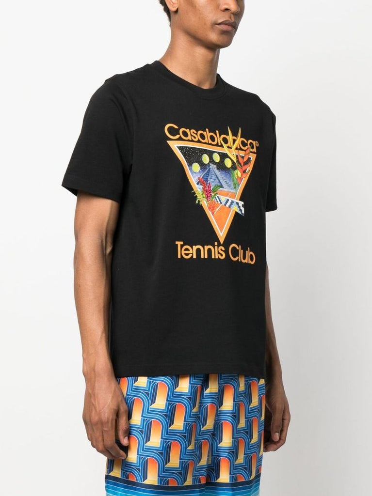 Black Tennis Club Icon Print T-shirt