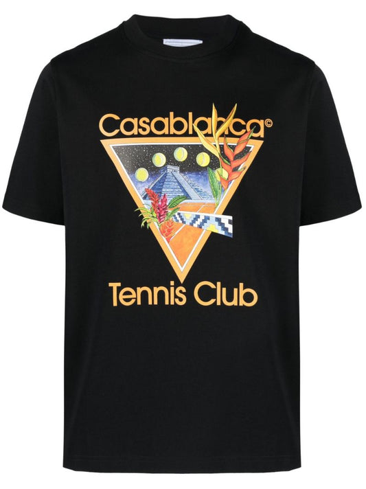 Black Tennis Club Icon Print T-shirt