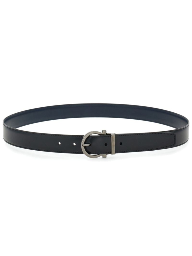 Black Gancini Reversible Leather Belt