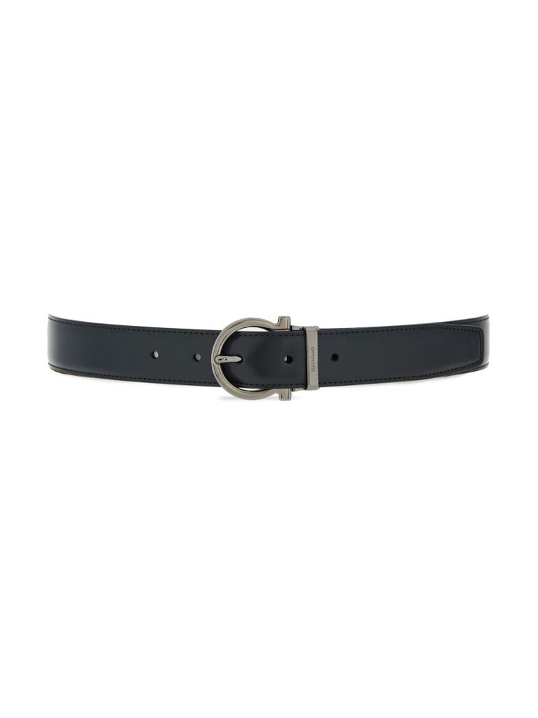 Black Gancini Reversible Leather Belt