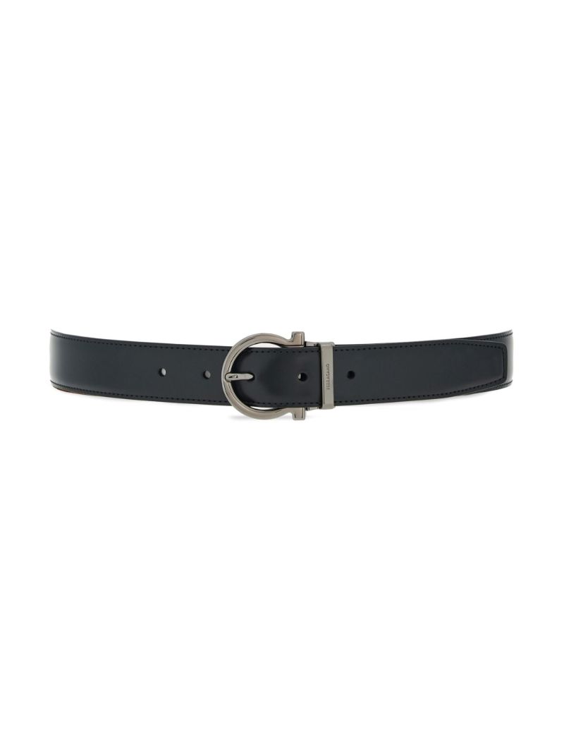 Black Gancini Reversible Leather Belt