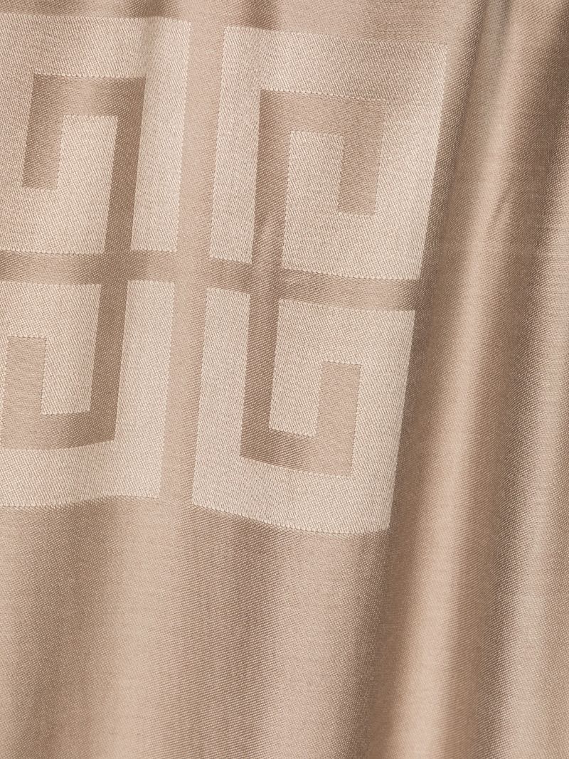 Neutral Logo-jacquard Silk-wool Scarf