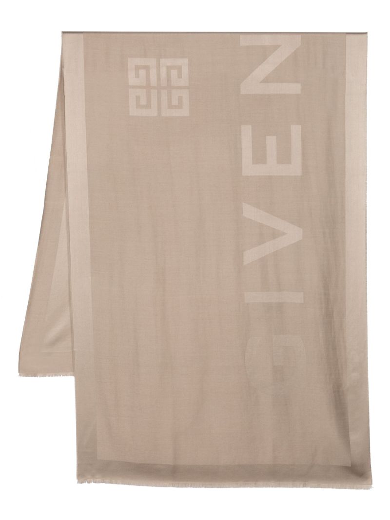 Neutral Logo-jacquard Silk-wool Scarf