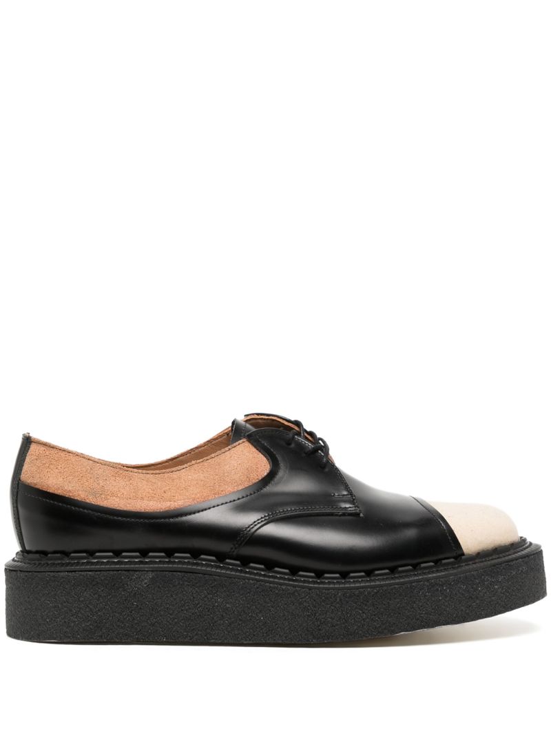 X George Cox Black Colour-block Leather Derby Shoes