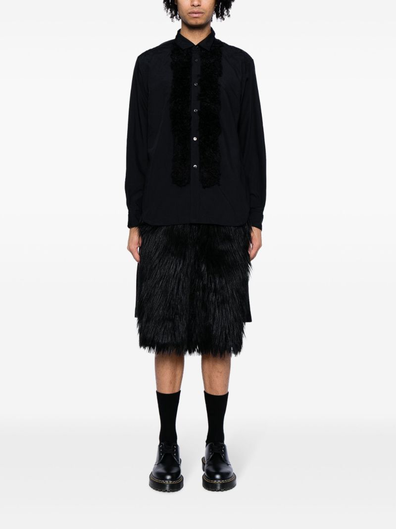 Black Faux Fur Long Sleeve Shirt