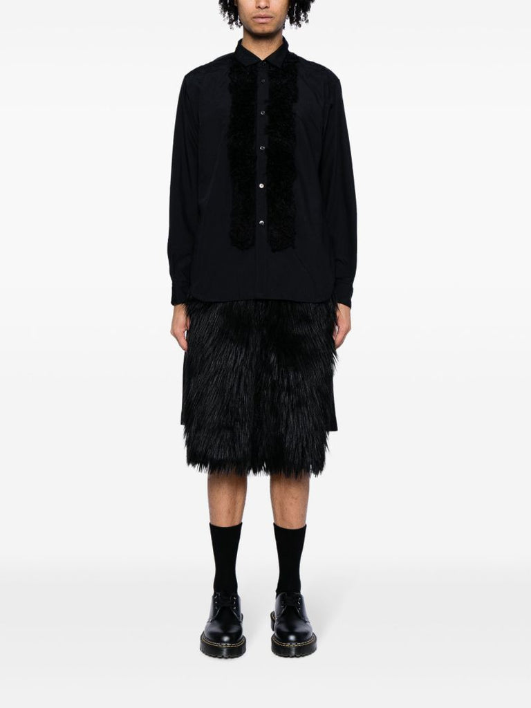 Black Faux Fur Long Sleeve Shirt