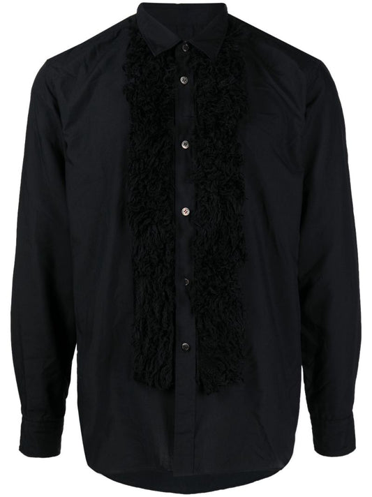Black Faux Fur Long Sleeve Shirt