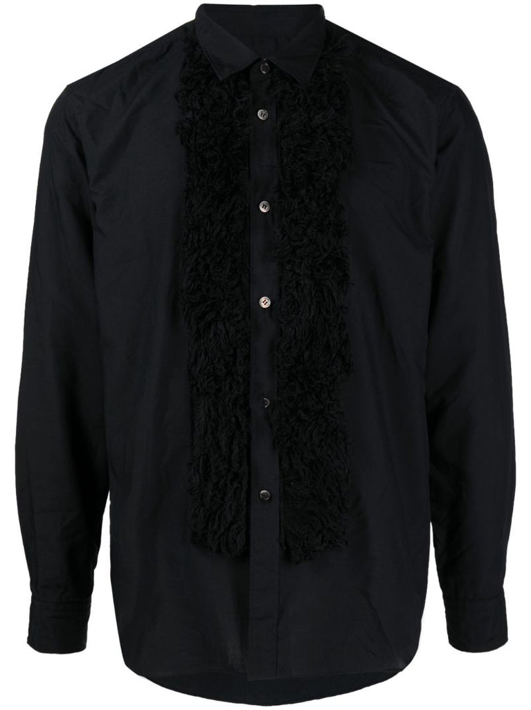 Black Faux Fur Long Sleeve Shirt