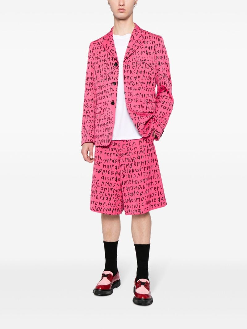 Pink Graphic Print Wool Blazer
