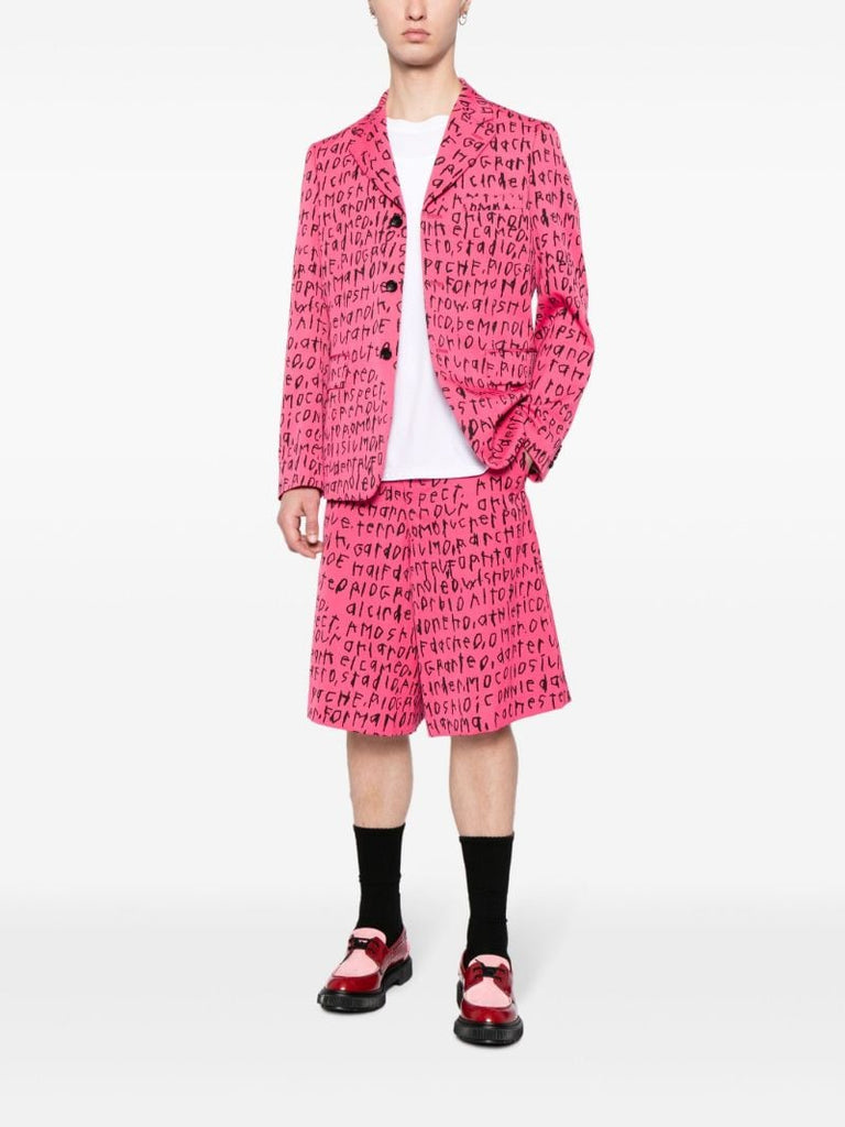 Pink Graphic Print Wool Blazer