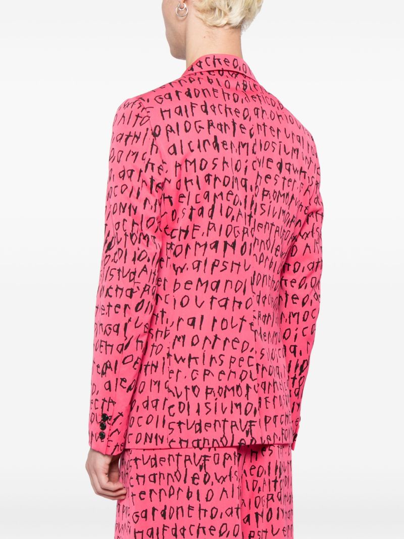 Pink Graphic Print Wool Blazer