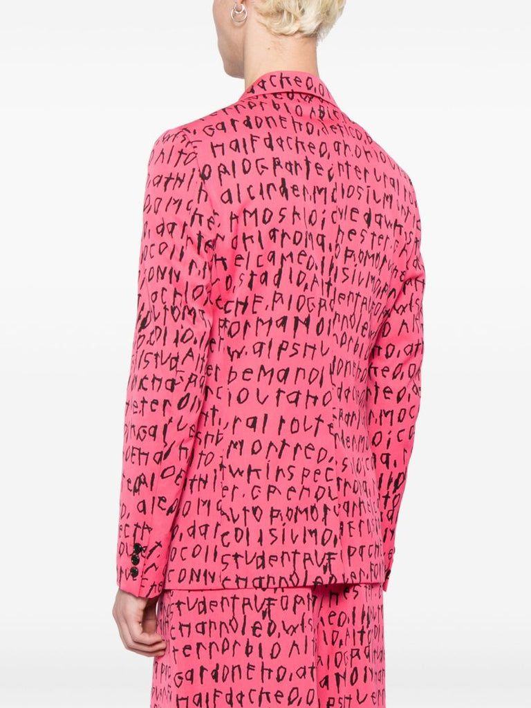 Pink Graphic Print Wool Blazer
