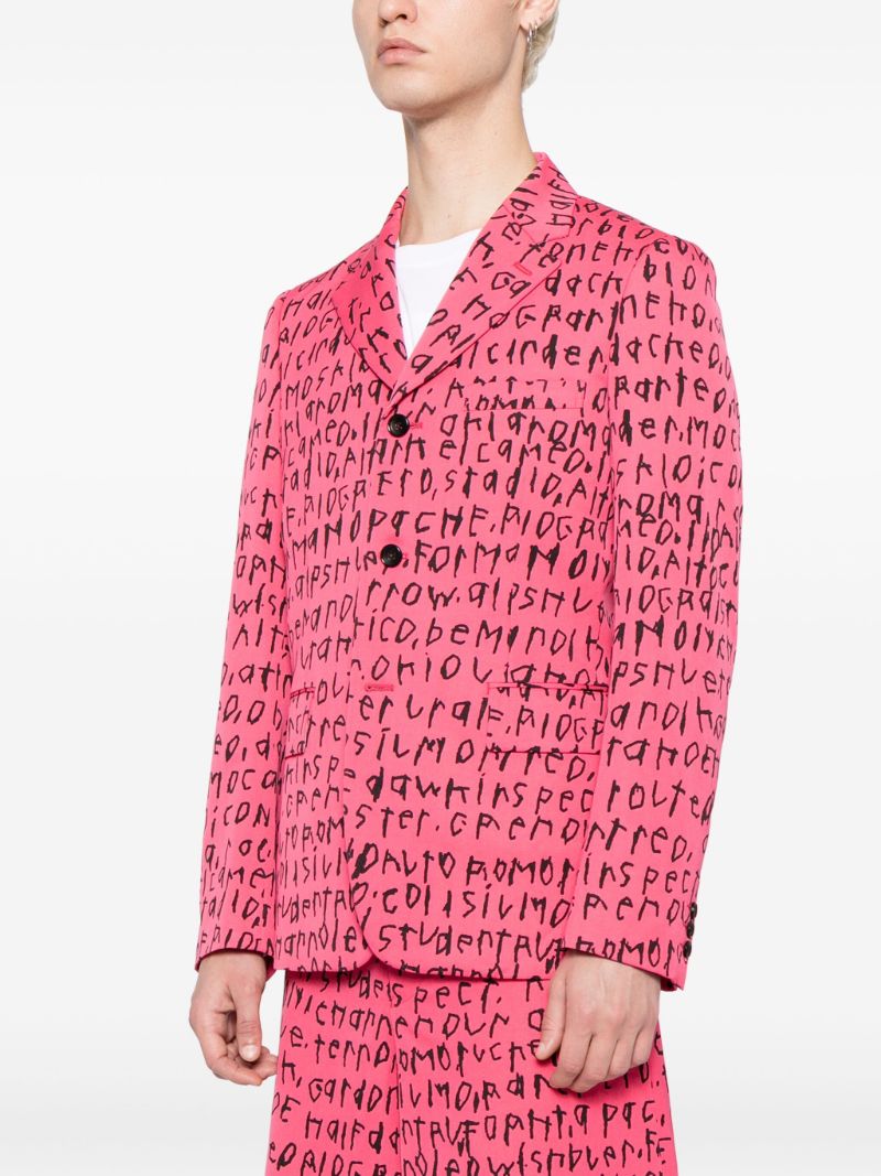 Pink Graphic Print Wool Blazer