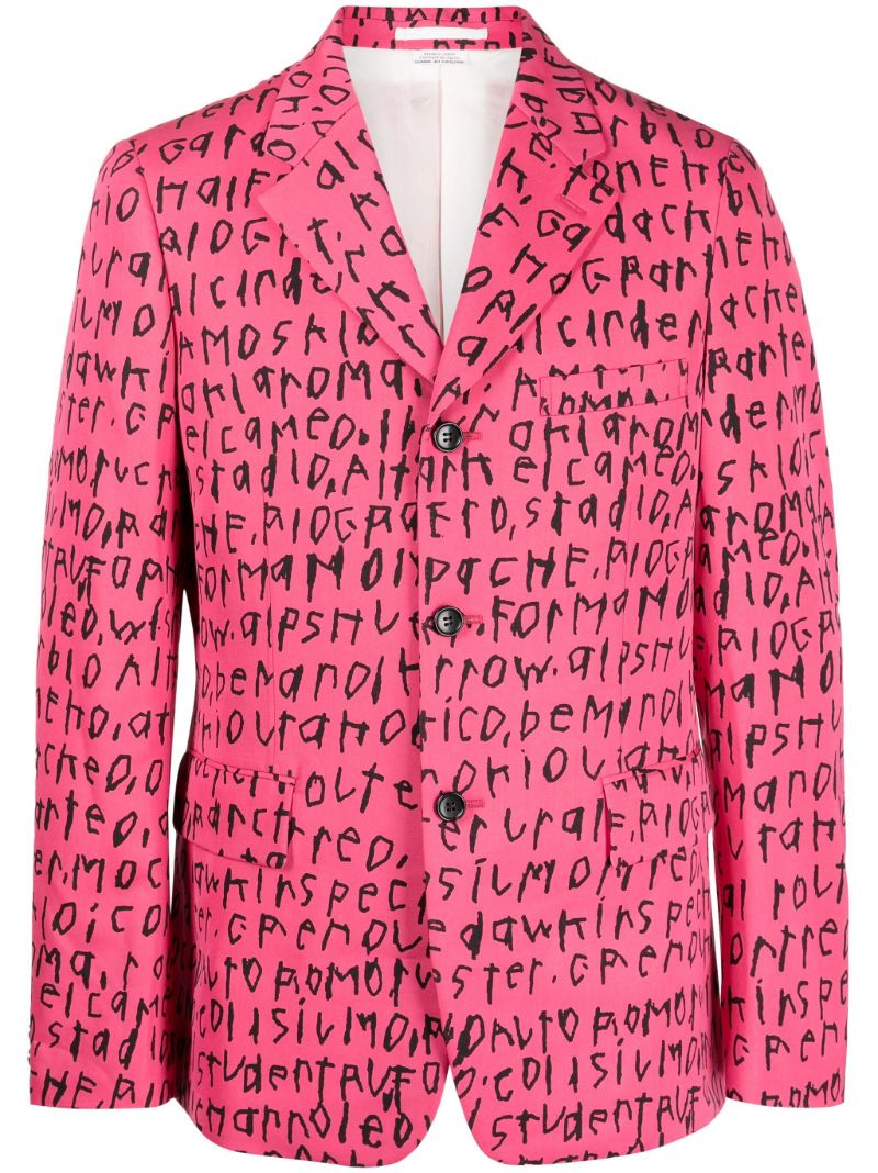 Pink Graphic Print Wool Blazer
