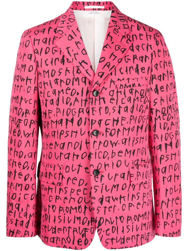 Pink Graphic Print Wool Blazer