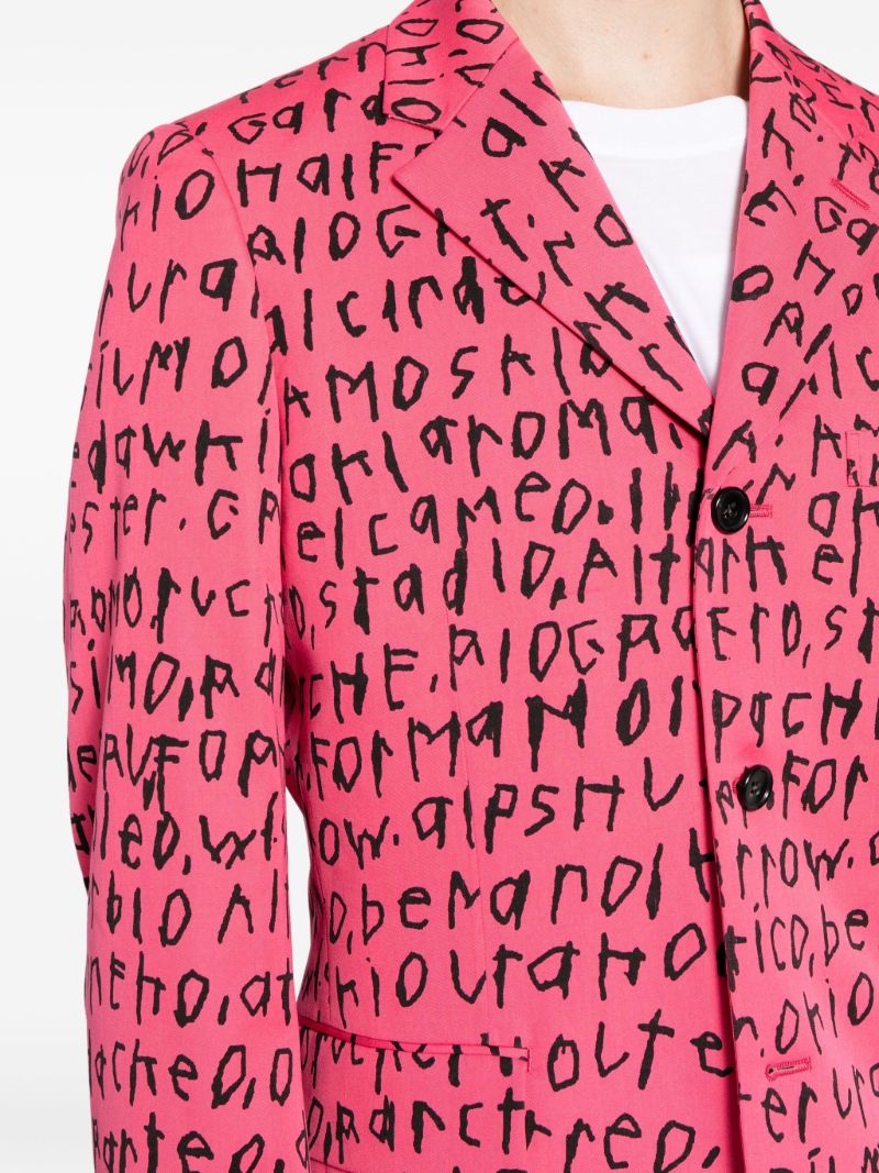 Pink Graphic Print Wool Blazer