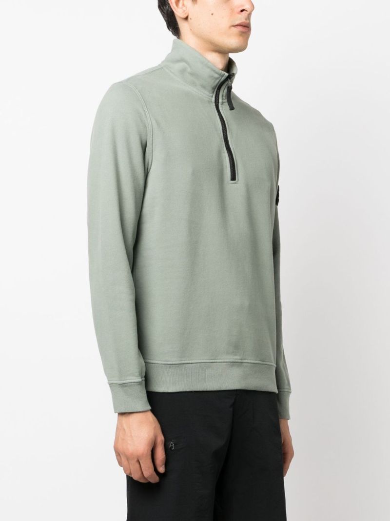 Green Half-zip Cotton Sweatshirt