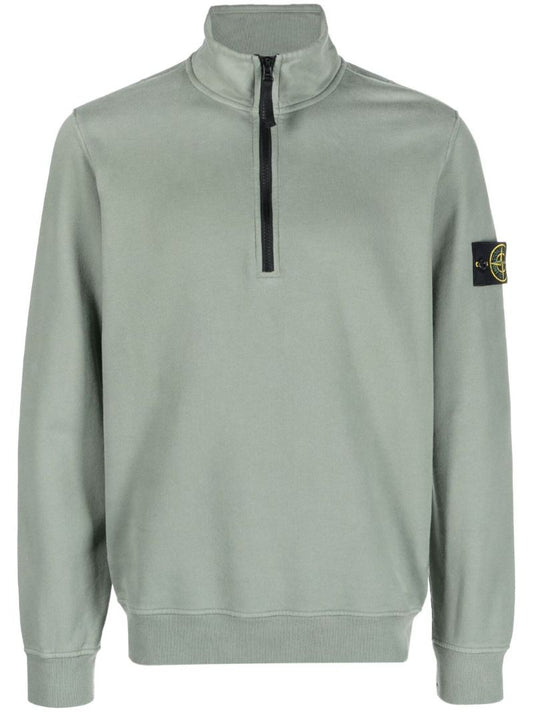 Green Half-zip Cotton Sweatshirt