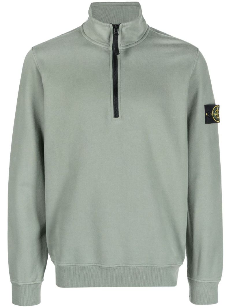 Green Half-zip Cotton Sweatshirt