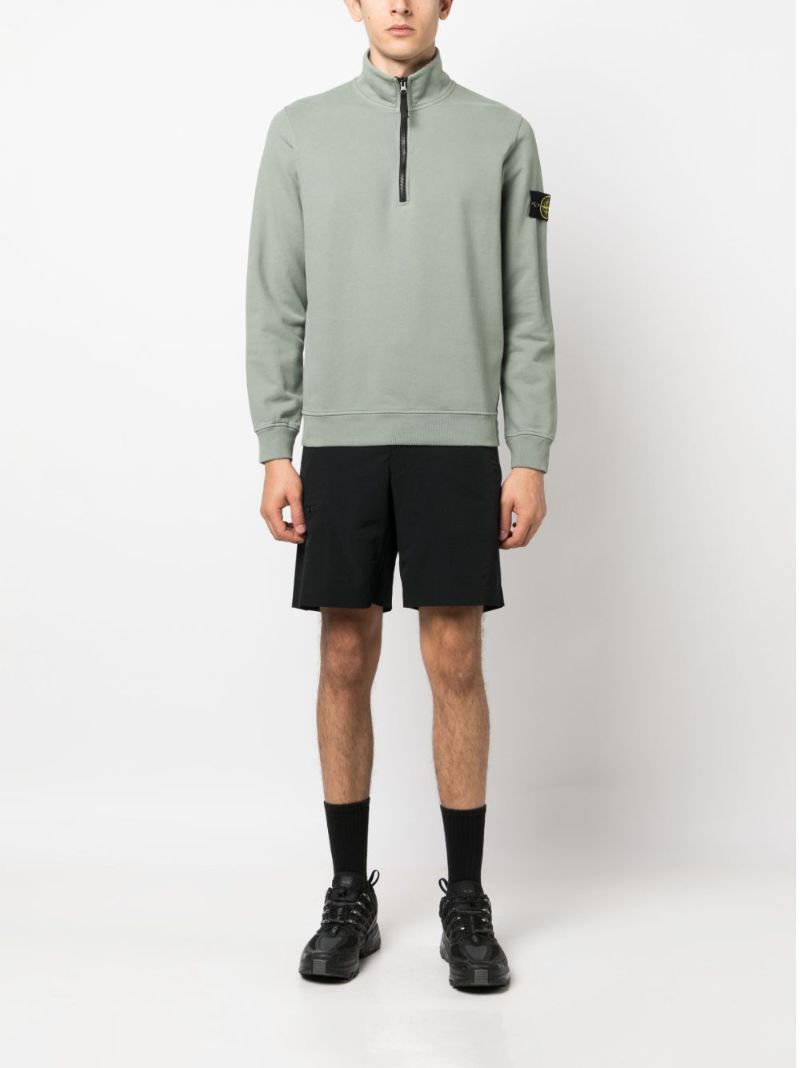 Green Half-zip Cotton Sweatshirt