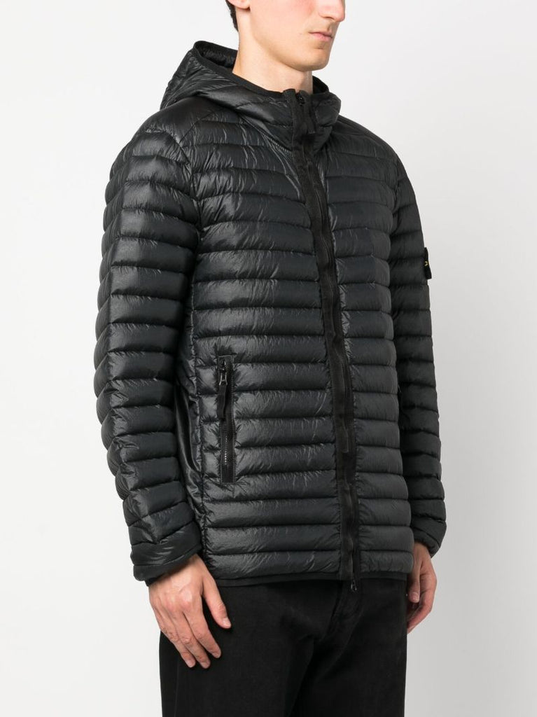 Black Hooded Quilted Jacket