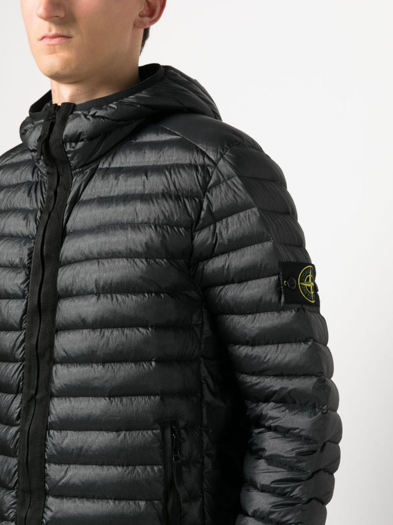 Black Hooded Quilted Jacket