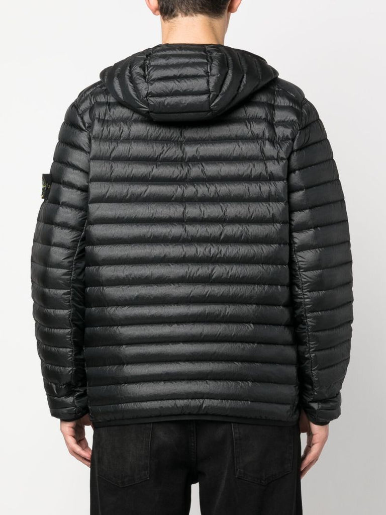 Black Hooded Quilted Jacket