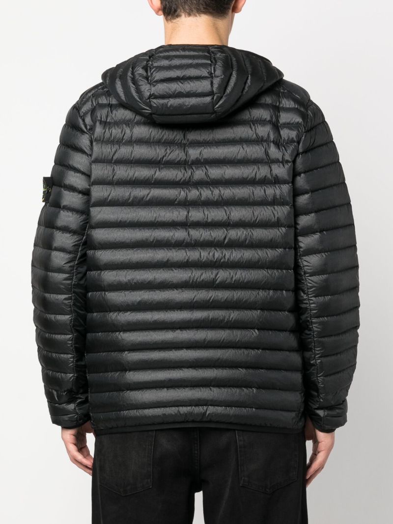 Black Hooded Quilted Jacket