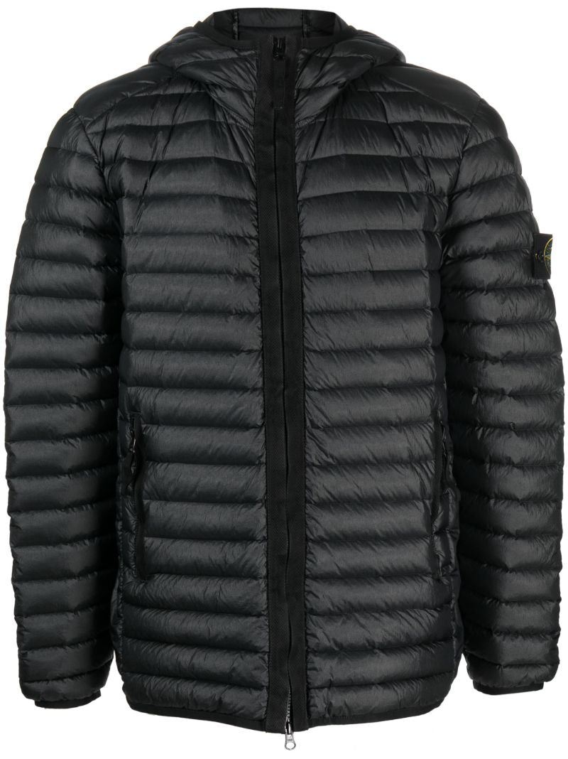 Black Hooded Quilted Jacket
