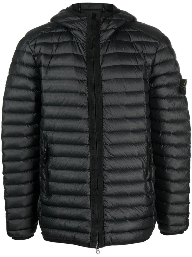 Black Hooded Quilted Jacket