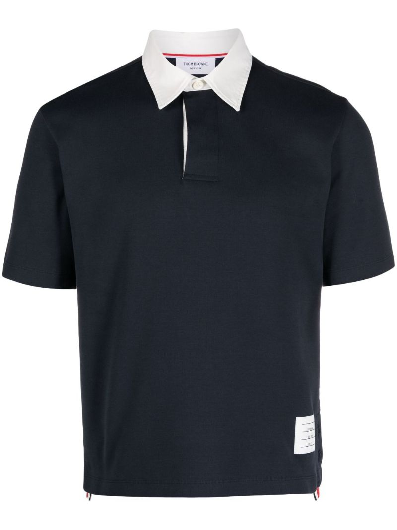 Blue Logo Patch Cotton Polo Shirt