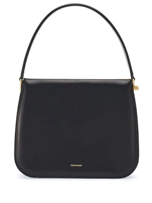 Black Small Semi-rigid Leather Bag