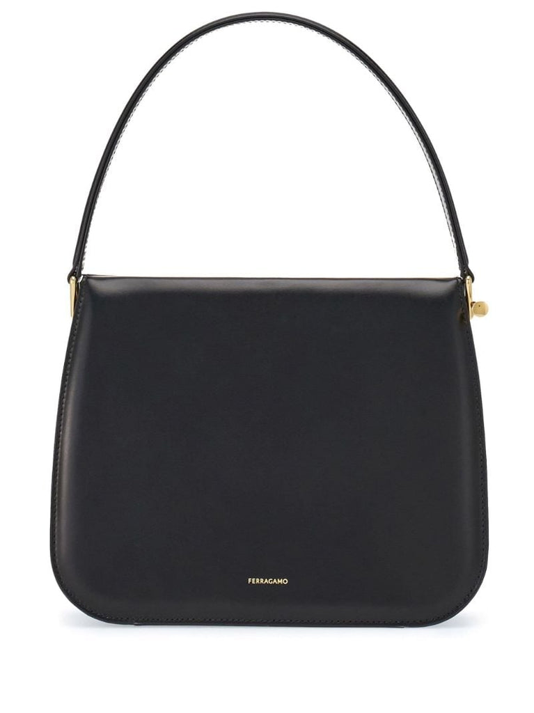 Black Small Semi-rigid Leather Bag