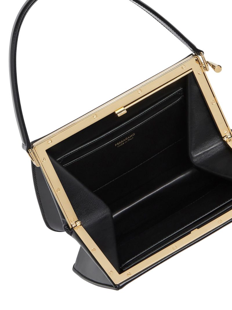 Black Small Semi-rigid Leather Bag
