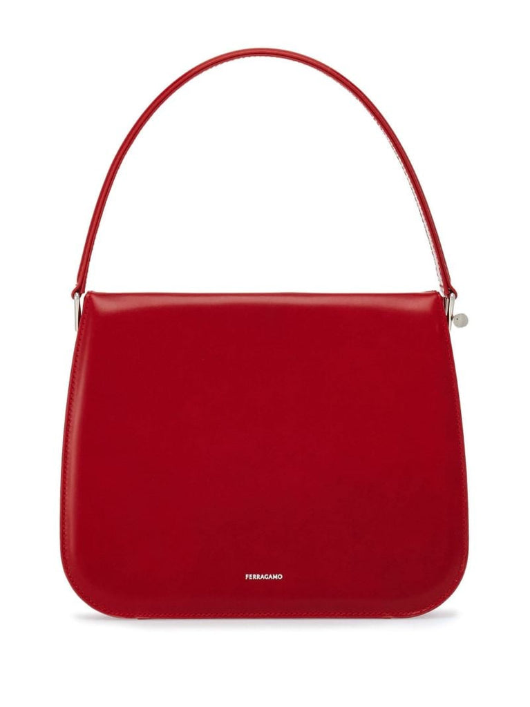 Red Small Semi-rigid Leather Bag