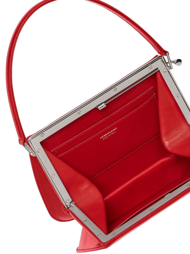 Red Small Semi-rigid Leather Bag