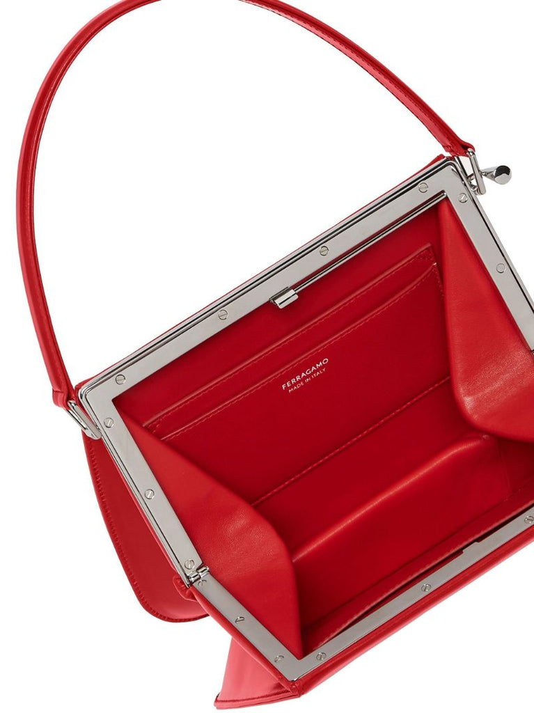 Red Small Semi-rigid Leather Bag