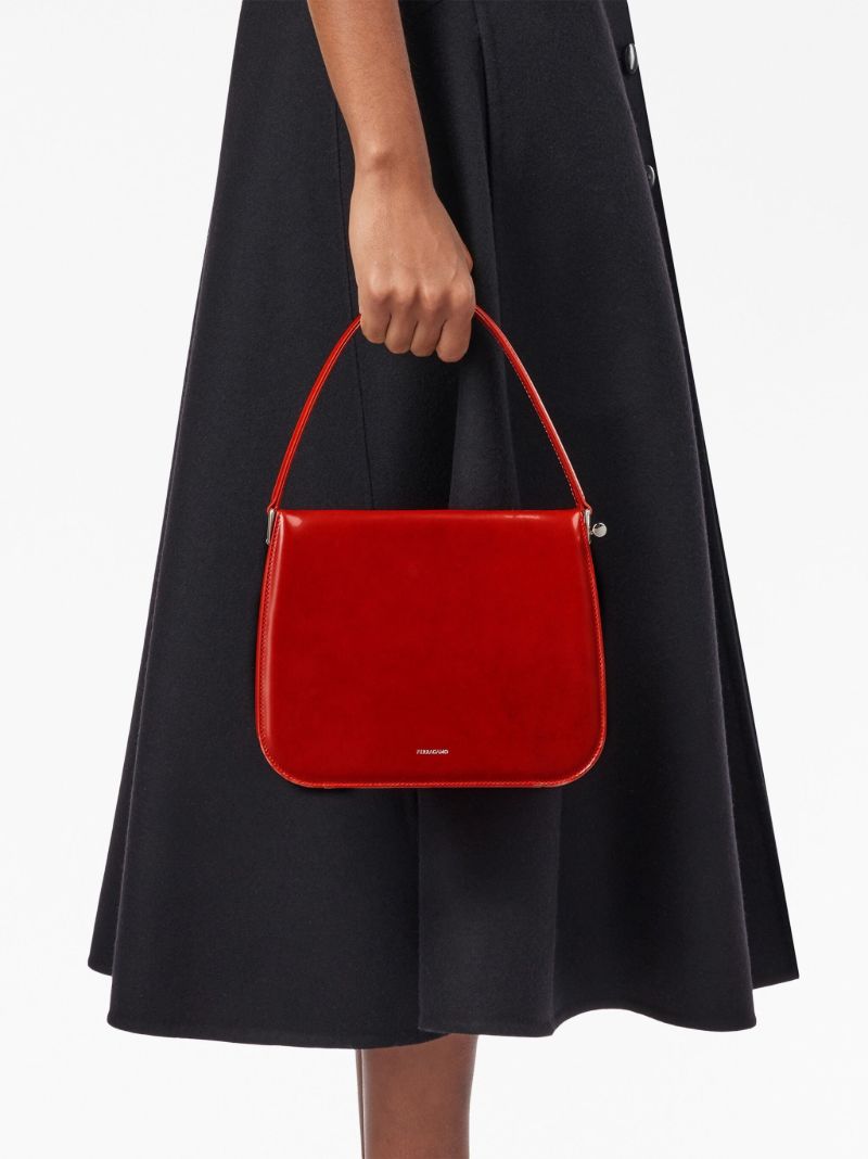 Red Small Semi-rigid Leather Bag