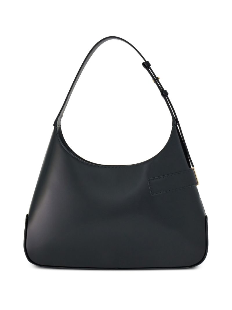 Black Gancini-buckle Leather Shoulder Bag