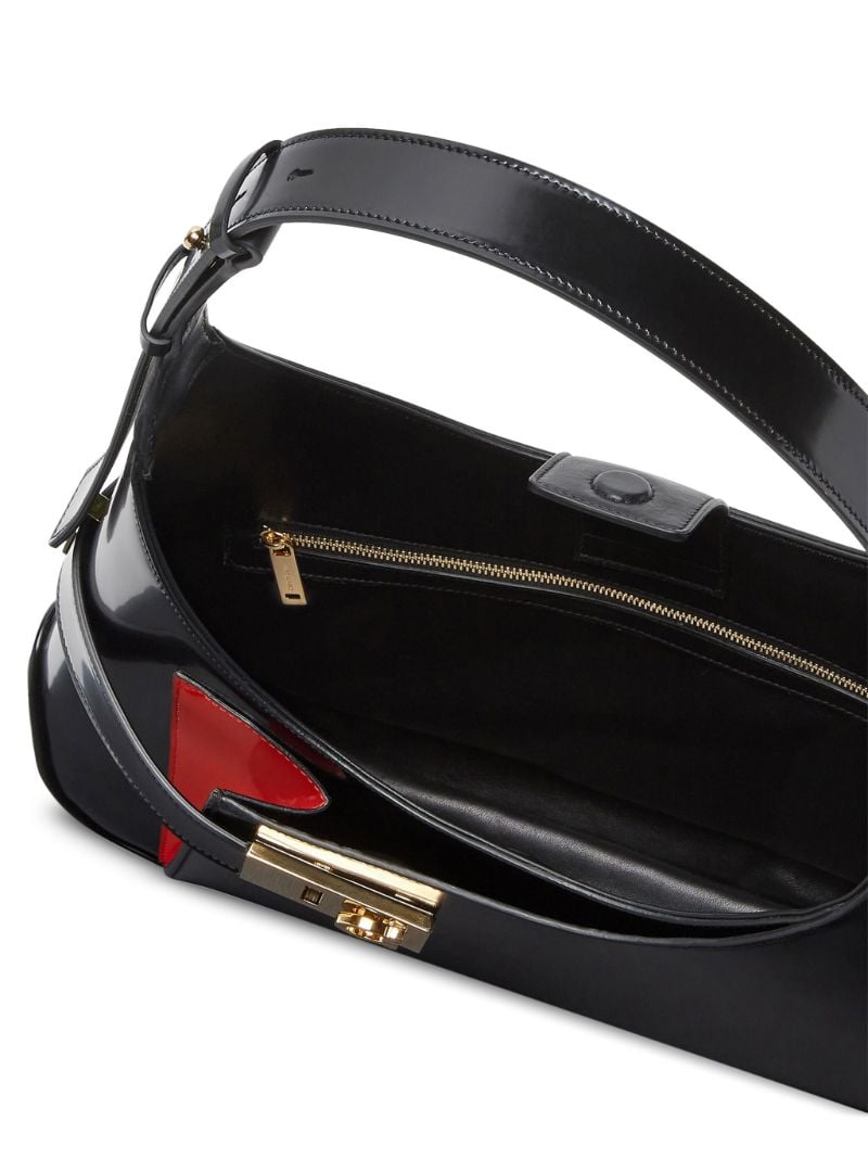 Black Gancini-buckle Leather Shoulder Bag